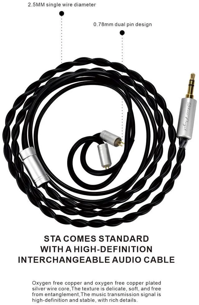 Alt view image 3 of 5 - EarAcoustic STA-HI END MAX Wired Headphones Without Microphone, Hi-Res Certified & Gold-Plated Plug & Detachable Cable for Audiophiles & Studio Monitoring (3.5mm Jack)