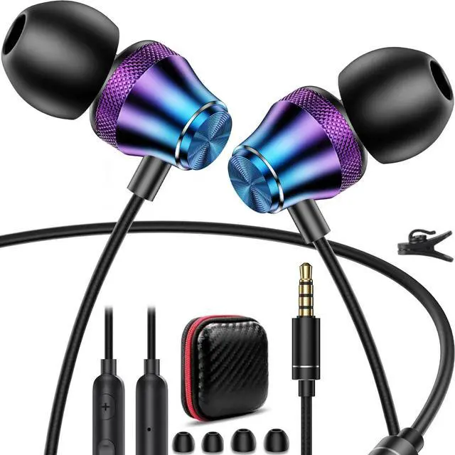 Alt view image 2 of 5 - TOPAUX 3.5mm Jack Headphone, USB C Headphone Wired Earphone for iPhone in-Ear Noise Canceling Magnetic Earbuds with Mic Control School Kid Adult Laptop Android Type C Earphone