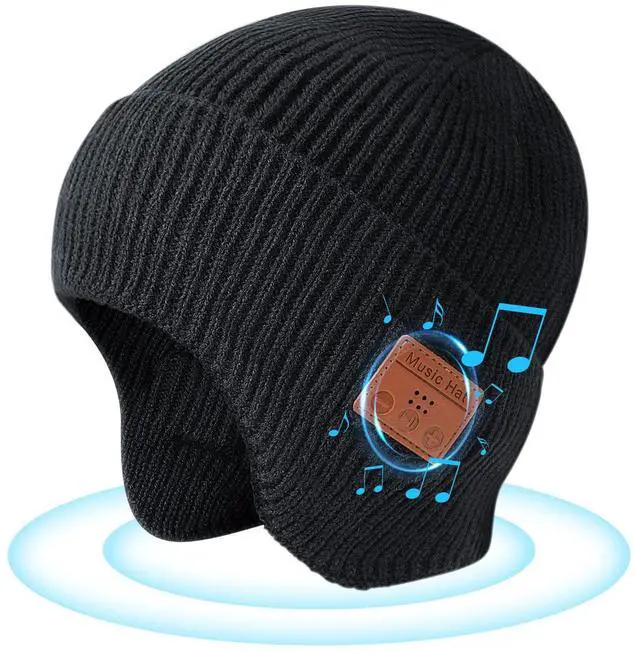 Main image of Bluetooth Beanie Hat with Headphones, Wireless Winter Hat Built in Microphone and Stereo Speakers (Black)