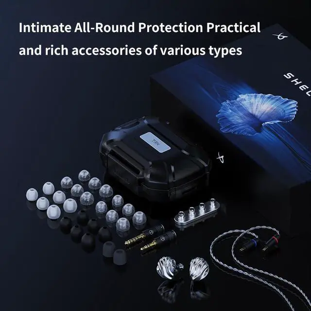 Alt view image 2 of 5 - TRN Shell 4DD Planar Hybrid HiFi Wired Earphones with Microphone - 2025 New Headphones, 2-Pins Detachable Cable & 3 Interchangeable Nozzles (Silver)