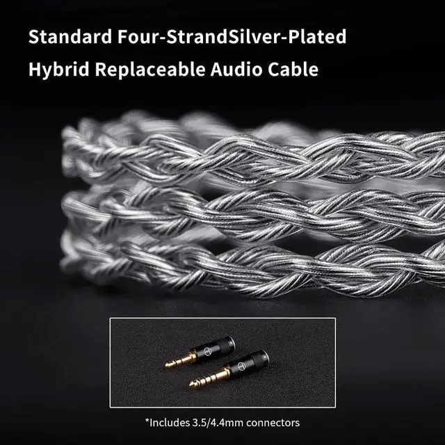 Alt view image 4 of 5 - TRN Shell 4DD Planar Hybrid HiFi Wired Earphones with Microphone - 2025 New Headphones, 2-Pins Detachable Cable & 3 Interchangeable Nozzles (Silver)