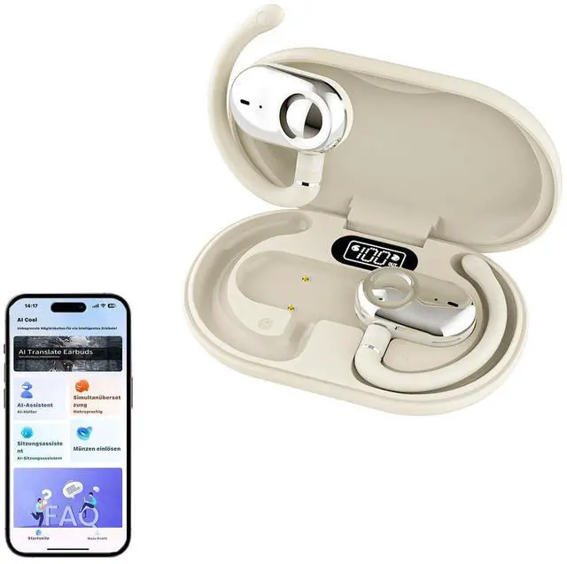 Main image of Over The Ear Translator Earbuds AI Translation Earbuds Earphones Real Time 150 Language Translator Ear Buds Translating Bone Conduction Headphones Wireless Bluetooth Out of Ear Open Ear Earbuds