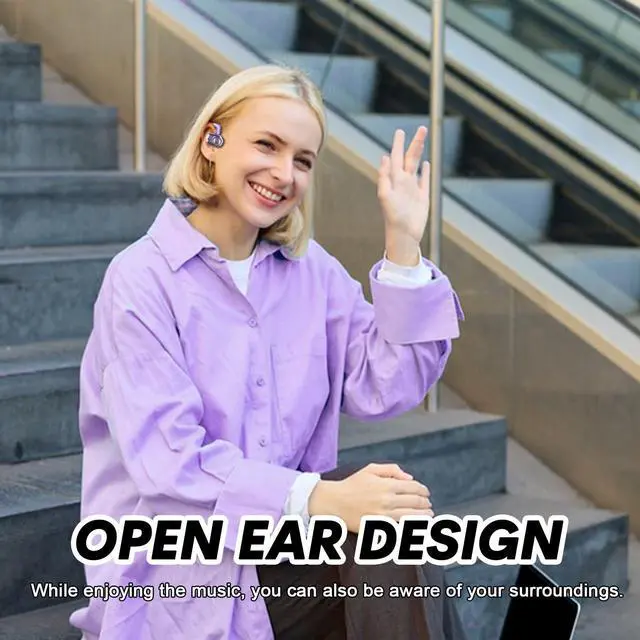 Alt view image 5 of 5 - Over The Ear Translator Earbuds AI Translation Earbuds Earphones Real Time 150 Language Translator Ear Buds Translating Bone Conduction Headphones Wireless Bluetooth Out of Ear Open Ear Earbuds