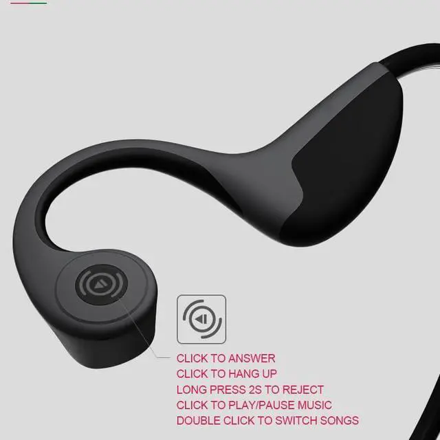 Alt view image 3 of 5 - Bone Conduction Headphones Bluetooth 5.0 Open Ear Wireless Titanium HiFi Stereo with Mic Sweatproof Sports Headphones for Running Driving Cycling (Black)