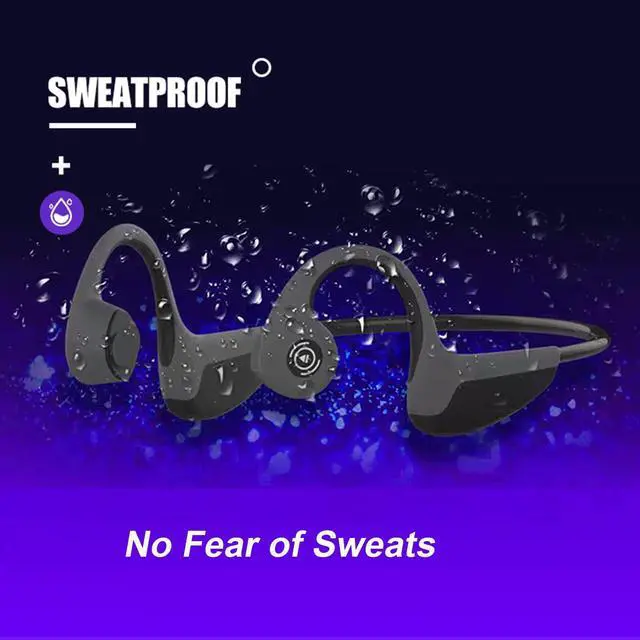 Alt view image 5 of 5 - Bone Conduction Headphones Bluetooth 5.0 Open Ear Wireless Titanium HiFi Stereo with Mic Sweatproof Sports Headphones for Running Driving Cycling (Black)