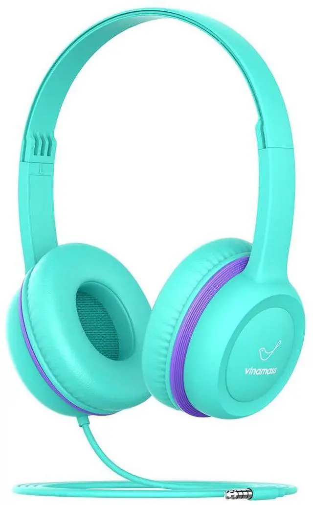 Main image of vinamass Kids Headphones, Wired Headphones for Kid with Safe Volume Limiter, Kid Headphone with Cord 3.5mm Jack, On-Ear Girls Boys Toddler Headphone for School