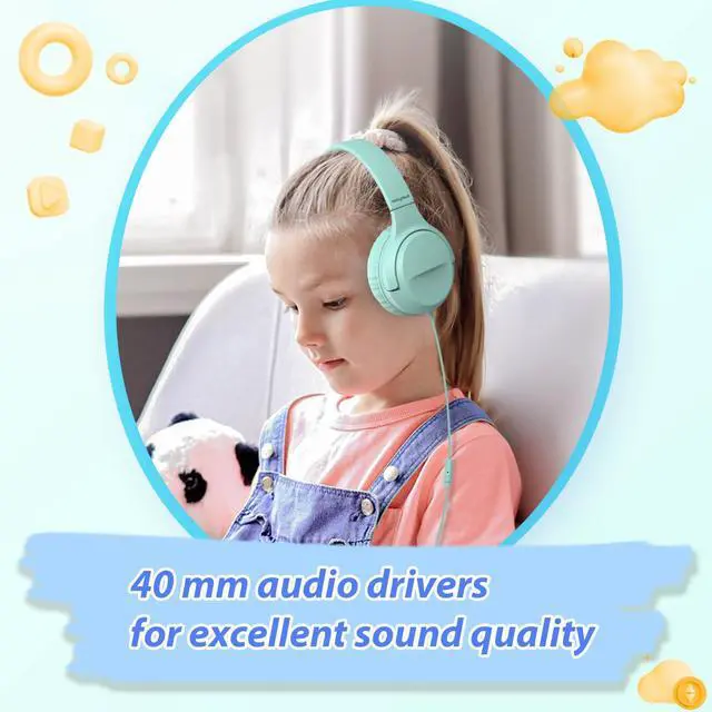 Alt view image 3 of 5 - VkingMoR Wired Type-C Headphones for Boys/Girls with 94dB Safe Volume Limited, HD Stereo Sound Foldable Over-Ear Headphones for Tablet/School/Travel(2 Pack)