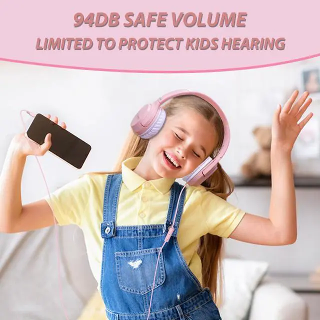 Alt view image 5 of 5 - VkingMoR Wired Type-C Headphones for Boys/Girls with 94dB Safe Volume Limited, HD Stereo Sound Foldable Over-Ear Headphones for Tablet/School/Travel(2 Pack)