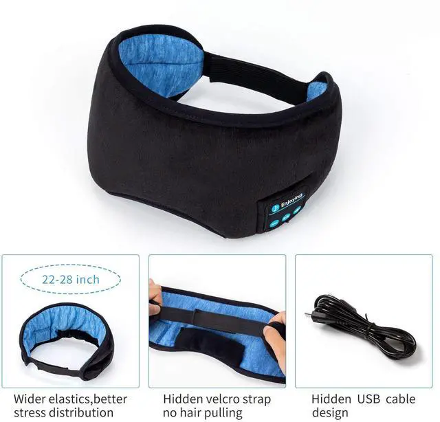 Alt view image 5 of 5 - Voerou Sleep Headphones 5.2 Bluetooth Sleep Mask with Music and Ultra Thin Speakers Perfect for Sleeping, Air Travel,Meditation and Relaxation,Unique Gifts for Men Women - Black