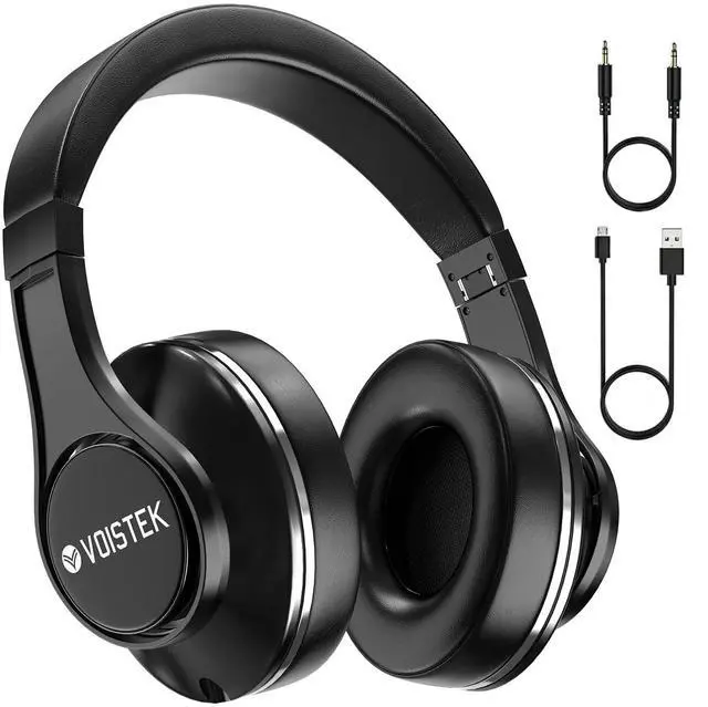 Main image of Voistek Wireless Over-Ear Headphones 8 Drivers Over Ear Bluetooth Headphones with Microphones Deep Bass HiFi Audio 40 Hours Playtime Foldable Earcups Headsets for Travel Home Office Phone PC - Black