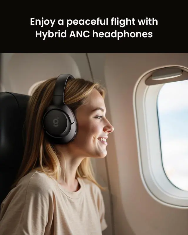 Alt view image 5 of 5 - wegear HS1 Hybrid Active Noise Cancelling Headphones, Wireless Bluetooth Headphones with Built-in Microphone, Foldable Deep Bass Over Ear Headphone, 60H Playtime Headset for Travel, Work, Gym