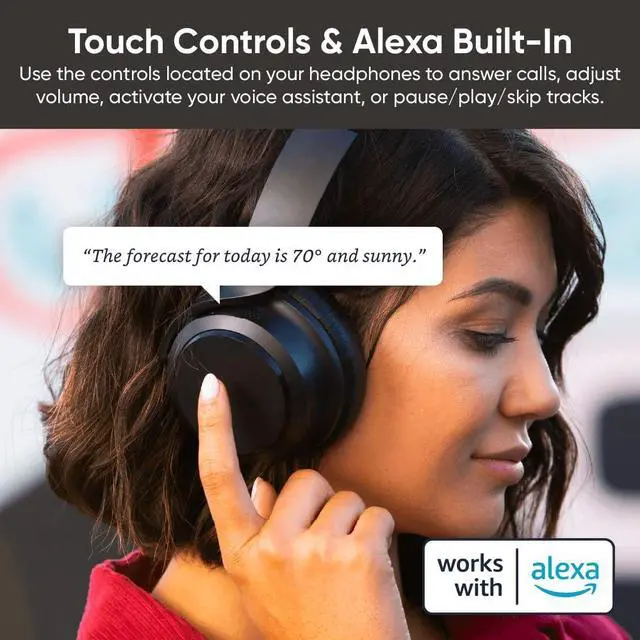 Alt view image 3 of 5 - Wyze Headphones Noise Cancelling, Wireless Over Ear Bluetooth Headphones with Mic, Alexa Built-in, HiFi Sound, Transparency Mode for Travel Home Office, Custom EQ via Wyze App