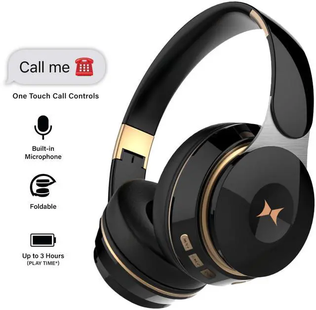 Alt view image 2 of 5 - Xtreme Wireless Bluetooth Headphones with Microphone, Over The Ear Headphones, Aux Line, Phone Call, Volume Control, & Pause Buttons, Micro SD Slot, 33 Foot Bluetooth Distance (Black)