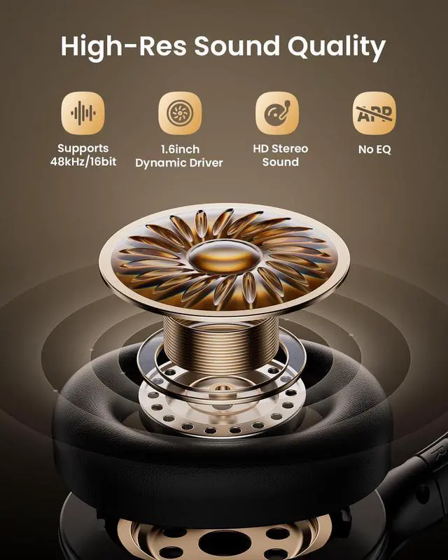 Alt view image 4 of 5 - wegear HS1 Hybrid Active Noise Cancelling Headphones, Wireless Bluetooth Headphones with Built-in Microphone, Foldable Deep Bass Over Ear Headphone, 60H Playtime Headset for Travel, Work, Gym