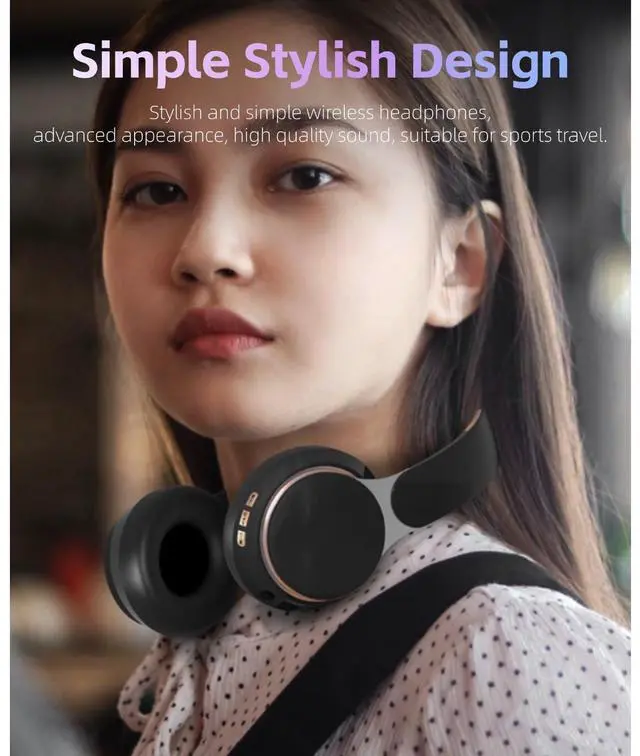 Alt view image 3 of 5 - Yoidesu Bluetooth Headphones, Noise Cancellation HiFi Stereo Deep Bass Over Ear Headset, Retractable Headband Protein Leather Foldable Headphones for Running, Sports, Gaming