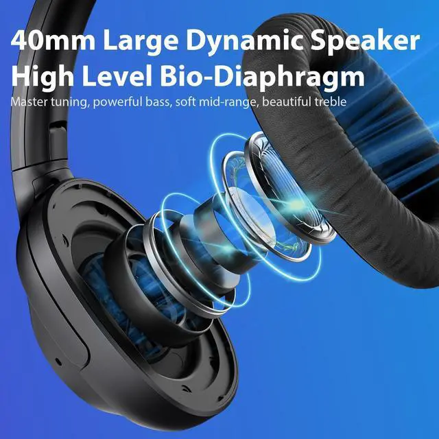 Alt view image 2 of 5 - YMOO Bluetooth 5.3 Hybrid Active Noise Cancelling Headphones for Airplane Travel, Wired and Wireless ANC Headphones, 80H Playtime Over Ear Headphone, Low Latency Bluetooth Headset with Mic for Adults