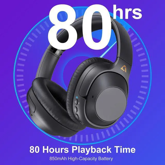 Alt view image 3 of 5 - YMOO Bluetooth 5.3 Hybrid Active Noise Cancelling Headphones for Airplane Travel, Wired and Wireless ANC Headphones, 80H Playtime Over Ear Headphone, Low Latency Bluetooth Headset with Mic for Adults