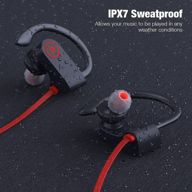 Alt view image 4 of 4 - Yorlu Wireless Headphones, Bluetooth 5.3 Wireless Headphones with 16 Hours Playtime, IPX7 Waterproof Earphones for Workout Running Sports
