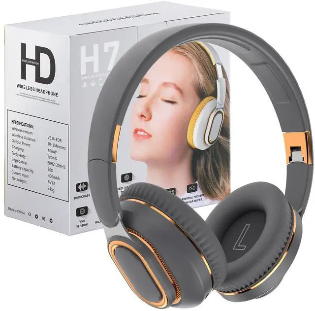 Main image of YPENSLZX Bluetooth Headphones, Foldable Wireless Over-Ear Headphones with Hidden Mic for Cell Phone, Laptop, PC, Suitable for Music, School, Workouts, and Gaming (Grey)