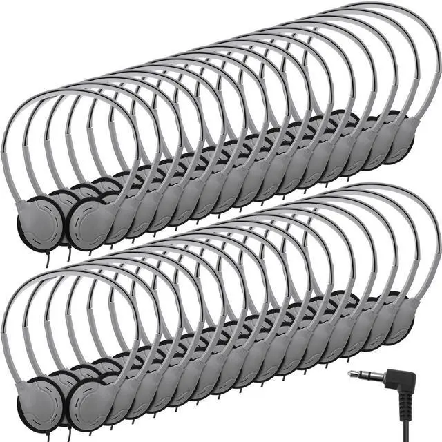 Main image of Yunsailing 30 Pack Class Set Headphones for Kids Students Bulk Classroom Headsets Adjustable School Earphones On Ear with 3.5mm Jack for Youth Adults, Teacher Must Have Supplies(Grey Color)