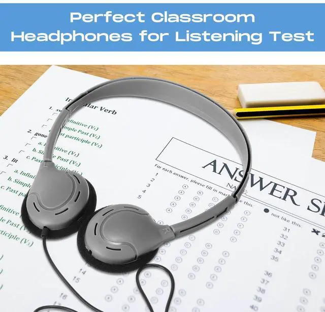 Alt view image 4 of 5 - Yunsailing 30 Pack Class Set Headphones for Kids Students Bulk Classroom Headsets Adjustable School Earphones On Ear with 3.5mm Jack for Youth Adults, Teacher Must Have Supplies(Grey Color)