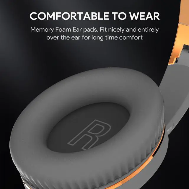 Alt view image 4 of 5 - YPENSLZX Bluetooth Headphones, Foldable Wireless Over-Ear Headphones with Hidden Mic for Cell Phone, Laptop, PC, Suitable for Music, School, Workouts, and Gaming (Grey)