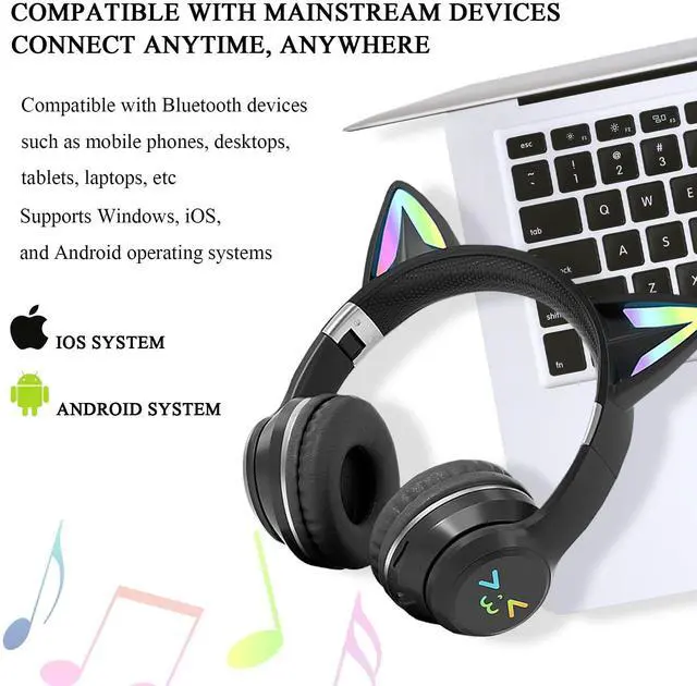 Alt view image 3 of 4 - zuduoeoa Kids Bluetooth Headphones, Variable LED Lights, 85dBA Safe Volume Limit, 48 Hours Play Time, Bluetooth 5.0, Type-C Fast Charging, Wireless Kids Headphones for Traveling iPad Tablets.