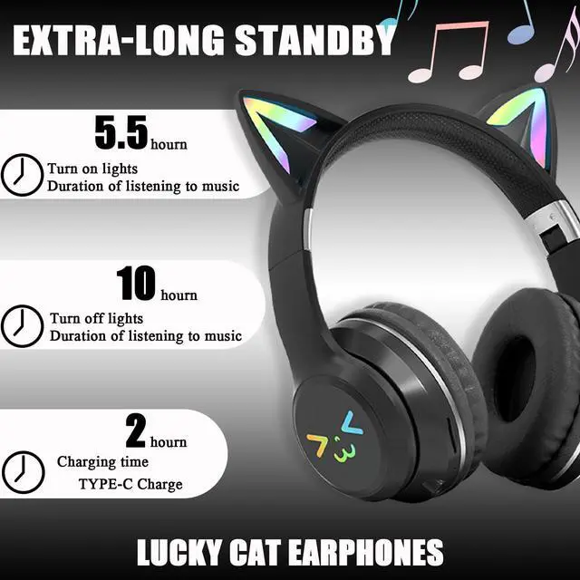 Alt view image 2 of 4 - zuduoeoa Kids Bluetooth Headphones, Variable LED Lights, 85dBA Safe Volume Limit, 48 Hours Play Time, Bluetooth 5.0, Type-C Fast Charging, Wireless Kids Headphones for Traveling iPad Tablets.
