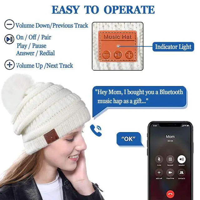 Alt view image 3 of 5 - ChenFec Bluetooth Beanie Hat for Women Wireless Headphones Beanie Women Girls Tech Music Hats of Bluetooth Distance to 30-45
