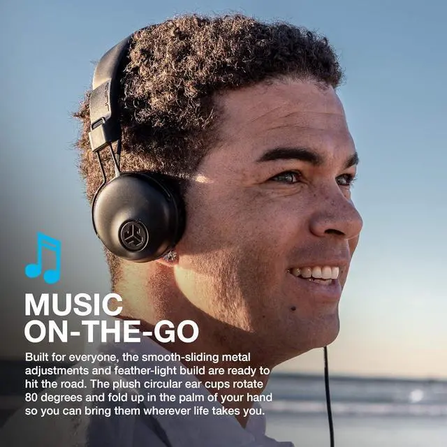 Alt view image 2 of 5 - JLab Studio Wired On-Ear Headphones, Black, Tangle Free Cord, Ultra-Plush Faux Leather with Cloud Foam Cushions, 40mm Neodymium Drivers with C3 Sound