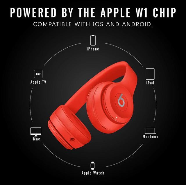 Alt view image 3 of 5 - Beats Solo3 Wireless On-Ear Headphones - Apple W1 Headphone Chip, Class 1 Bluetooth, 40 Hours of Listening Time, Built-in Microphone - Red