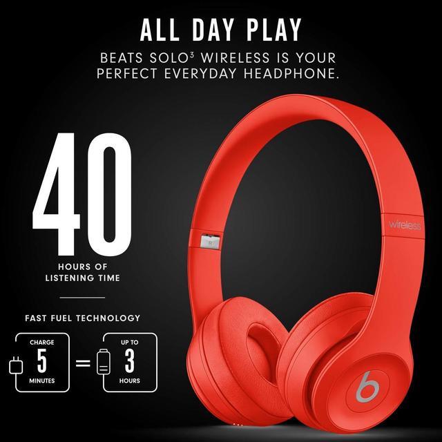 Alt view image 5 of 5 - Beats Solo3 Wireless On-Ear Headphones - Apple W1 Headphone Chip, Class 1 Bluetooth, 40 Hours of Listening Time, Built-in Microphone - Red