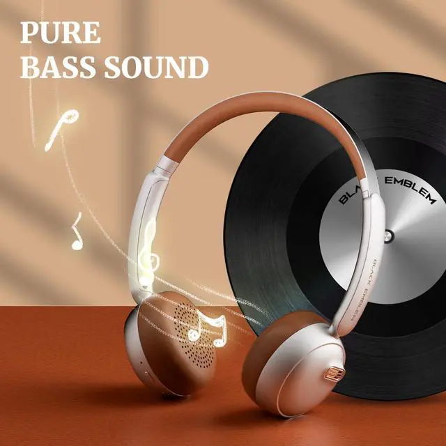 Alt view image 2 of 5 - Black Emblem X3 Adaptive Noice Cancelling Wireless Headphone, Bluetooth Headphone with Built-in Mic, Retro Headphones, 55H Long ANC Playtime, On Ear Headsets for Smartphone/PC