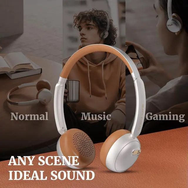 Alt view image 5 of 5 - Black Emblem X3 Adaptive Noice Cancelling Wireless Headphone, Bluetooth Headphone with Built-in Mic, Retro Headphones, 55H Long ANC Playtime, On Ear Headsets for Smartphone/PC