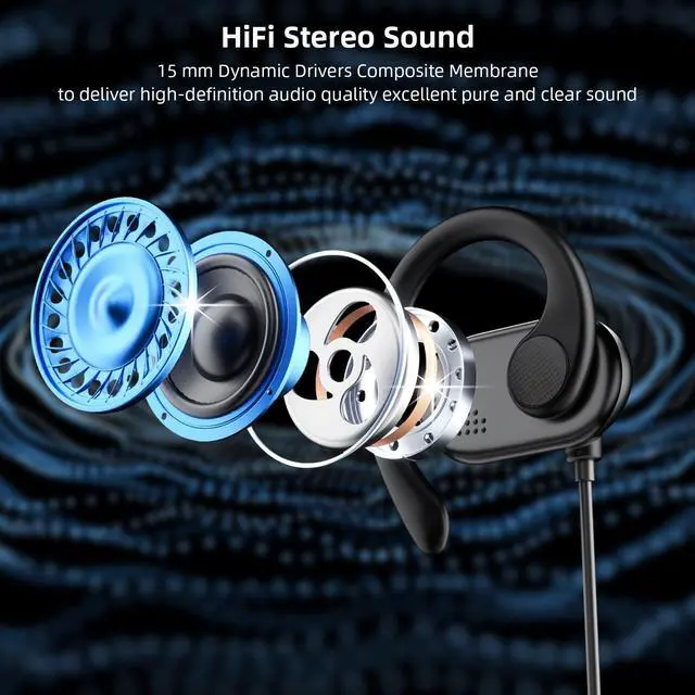 Alt view image 4 of 5 - COOYA USB C Open Ear Headphones for Kids Teens School with Mic Volume Control Type-C Wired Earphones for iPad 11 A16 10th Air 5 iPhone 16 15 Pixel 9 Pro Tablets Sport Over Ear Headsets Adjustable Hook