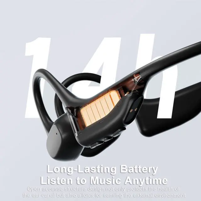 Alt view image 5 of 5 - LEVN Bone Conduction Headphones, Open Ear Running Headphones Bluetooth 5.3, 14H Battery Sweatproof & Waterproof, Wireless with Built-in Mic for Cycling, Workout, Gift