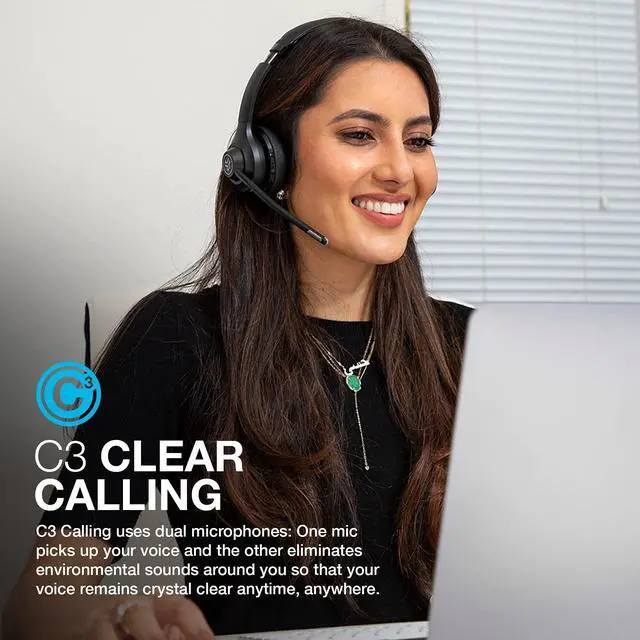 Alt view image 4 of 5 - JLab Go Work Wireless Headsets with Microphone, 45+ Playtime PC Bluetooth Headset and Multipoint Connect to Laptop Computer and Mobile, Wired or Wireless Headphones (1 Pack)