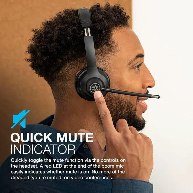 Alt view image 5 of 5 - JLab Go Work Wireless Headsets with Microphone, 45+ Playtime PC Bluetooth Headset and Multipoint Connect to Laptop Computer and Mobile, Wired or Wireless Headphones (1 Pack)