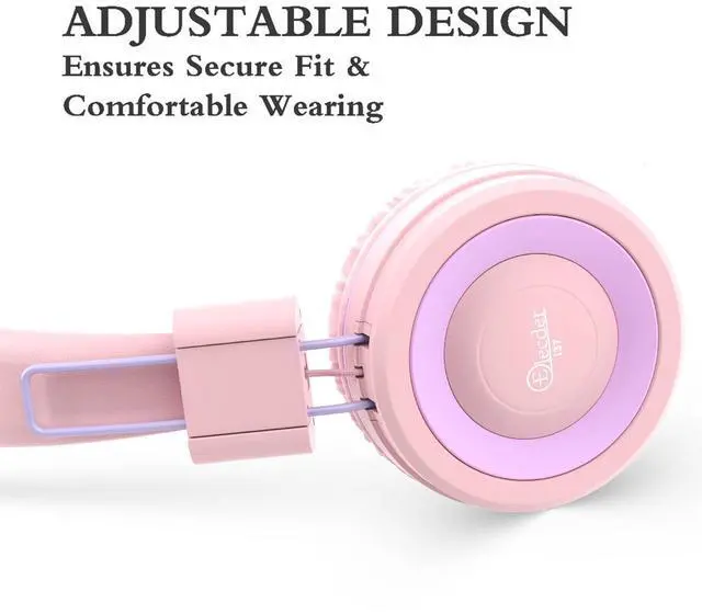 Alt view image 5 of 5 - ELECDER i37 Kids Headphones for School Children Girls Boys Teens Foldable Adjustable On Ear Wired Headphones with 3.5mm Jack for Smartphones Chromebook Laptop Computer PC Tablets Travel, Peach/Purple
