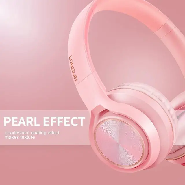 Alt view image 2 of 5 - LORELEI S9 Wired Headphones with Microphone for School,On-Ear Kids Headphones for Girls Boys,Folding Lightweight and 3.5mm Audio Jack Headset for Phone, Ipad,Tablet, PC, Chromebook (Pearl Pink)