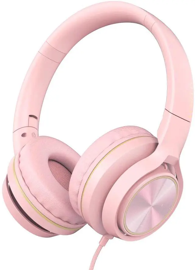 Main image of LORELEI S9 Wired Headphones with Microphone for School,On-Ear Kids Headphones for Girls Boys,Folding Lightweight and 3.5mm Audio Jack Headset for Phone, Ipad,Tablet, PC, Chromebook (Pearl Pink)