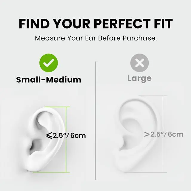 Alt view image 2 of 5 - Avantree Resolve (Small-Medium) - Wired Open-Ear Earbuds w/Mic & Over-Ear Hook, for Women, Kids & Young Men w/Small Ears, Ideal for Office, Outdoor & Home, Lightning Connector