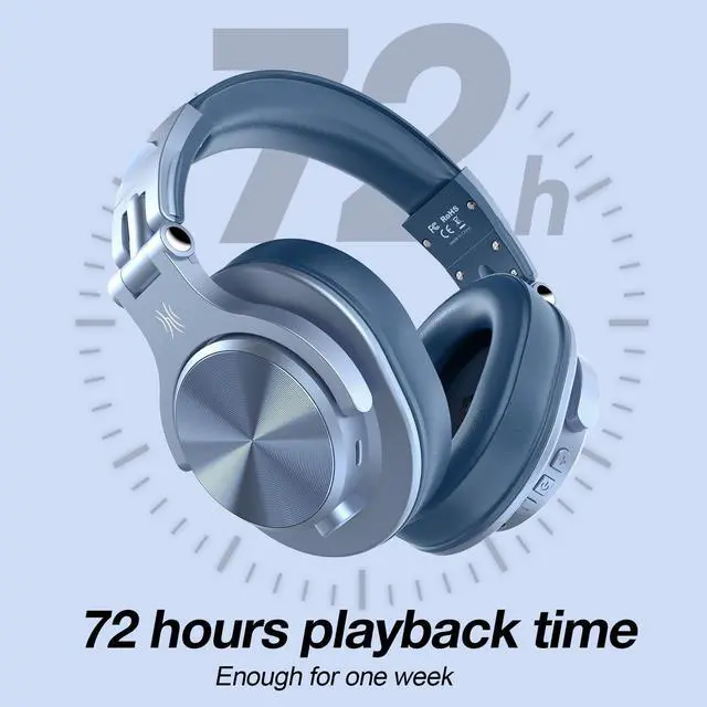 Alt view image 3 of 5 - OneOdio A70 Bluetooth Over Ear Headphones, Wireless Headphones w/ 72H Playtime, Hi-Res, 3.5mm/6.35mm Wired Audio Jack for Studio Monitor & Mixing DJ Guitar AMP, Computer Laptop PC Tablet - Sky Blue