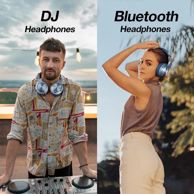 Alt view image 5 of 5 - OneOdio A70 Bluetooth Over Ear Headphones, Wireless Headphones w/ 72H Playtime, Hi-Res, 3.5mm/6.35mm Wired Audio Jack for Studio Monitor & Mixing DJ Guitar AMP, Computer Laptop PC Tablet - Sky Blue