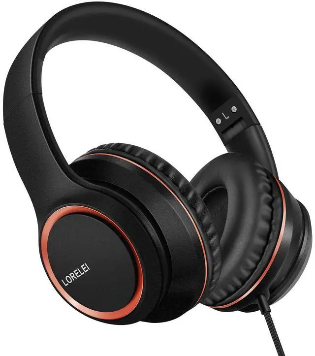 Main image of LORELEI X8 Over-Ear Wired Headphones with Microphone with 1.45m-Tangle-Free Nylon Line&3.5mm Plug,Lightweight Foldable & Portable Headphones for Smartphone,Tablet,Computer,Mp3/4(Space Black)