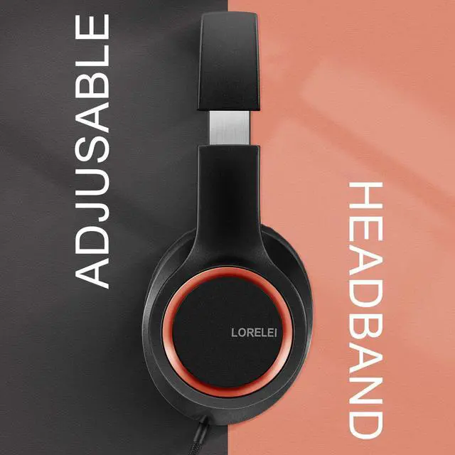 Alt view image 5 of 5 - LORELEI X8 Over-Ear Wired Headphones with Microphone with 1.45m-Tangle-Free Nylon Line&3.5mm Plug,Lightweight Foldable & Portable Headphones for Smartphone,Tablet,Computer,Mp3/4(Space Black)