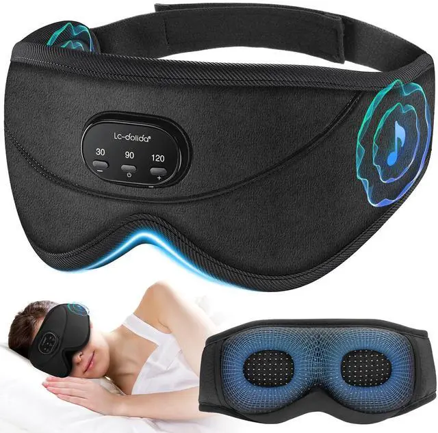 Main image of LC-dolida White Noise Sleep Mask, 3D Sleep Headphones with 16 Soothing Sounds, Bluetooth 5.4 Sleep Eye Mask with Timer, Total Blackout Sleeping Headphones for Side Sleeper(Black)