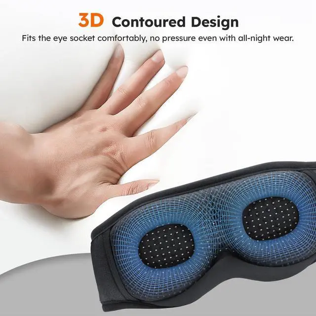 Alt view image 5 of 5 - LC-dolida White Noise Sleep Mask, 3D Sleep Headphones with 16 Soothing Sounds, Bluetooth 5.4 Sleep Eye Mask with Timer, Total Blackout Sleeping Headphones for Side Sleeper(Black)