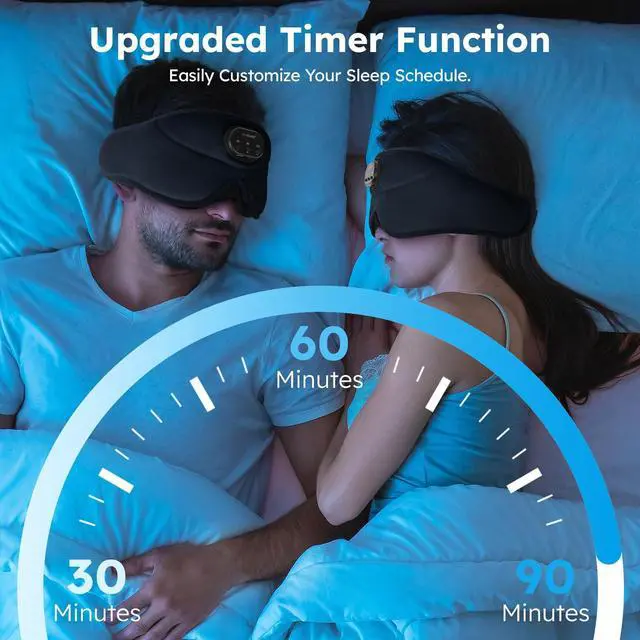 Alt view image 4 of 5 - LC-dolida White Noise Sleep Mask, 3D Sleep Headphones with 16 Soothing Sounds, Bluetooth 5.4 Sleep Eye Mask with Timer, Total Blackout Sleeping Headphones for Side Sleeper(Black)