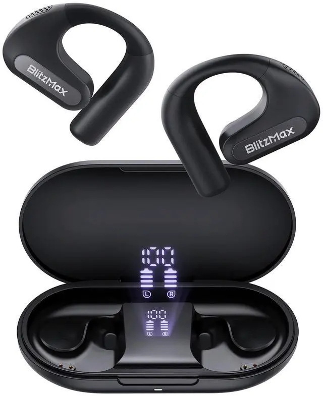 Main image of Open Ear Headphones Call Noise Cancellation, Comfort Wear, Enhanced Bass, True Wireless Earbuds for LED Power Display, 60H Playtime, Bluetooth 5.3, IPX5 Running Working